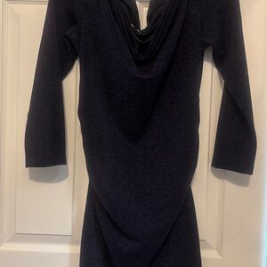 Elegant Black blue Long Sleeve Dress